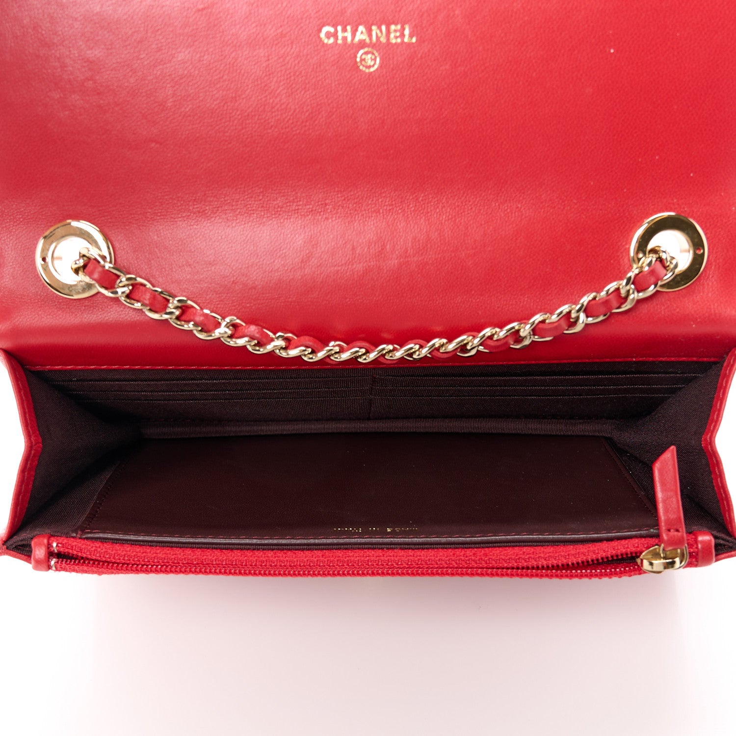 Chanel Lambskin Quilted Trendy CC Wallet On Chain WOC Red 5 of 14