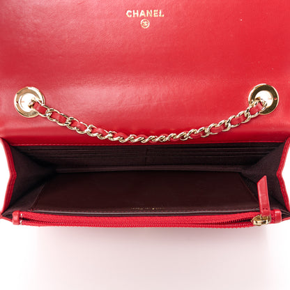 Chanel Lambskin Quilted Trendy CC Wallet On Chain WOC Red 5 of 14