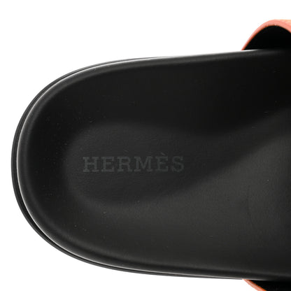 Hermes Suede Goatskin Womens Chypre Sandals 39.5 Rose Bois De Santal Rouge De Turin 7 of 9