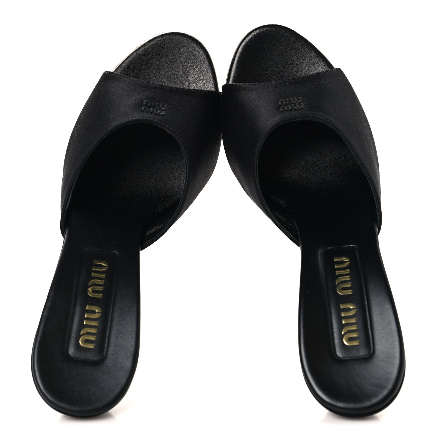 Miu Miu Satin Logo Sandals 38 Black 2 of 8