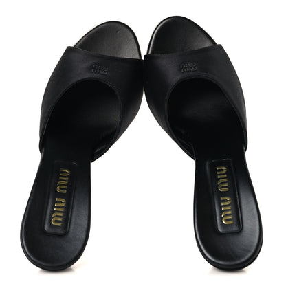 Miu Miu Satin Logo Sandals 38 Black 2 of 8