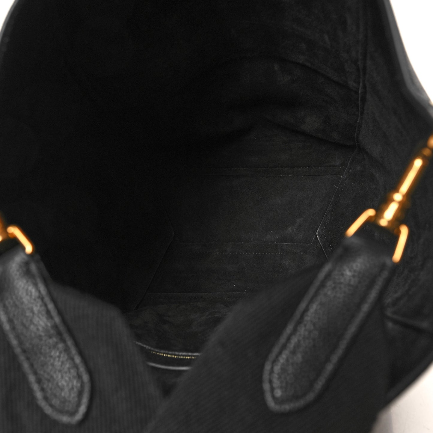 Soft Grained Calfskin Sangle Bucket Bag Black