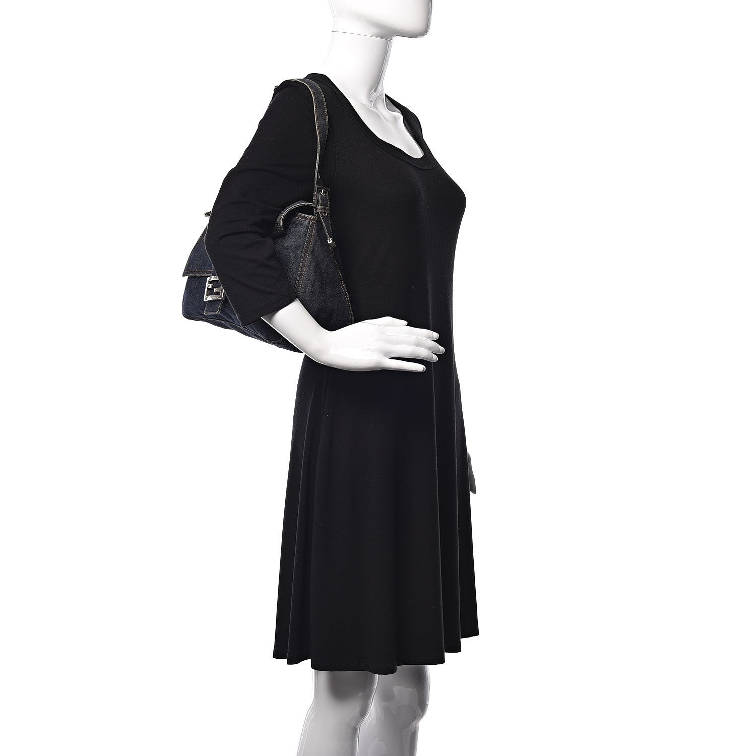 Fendi Denim Mama Baguette Blue 2 of 12