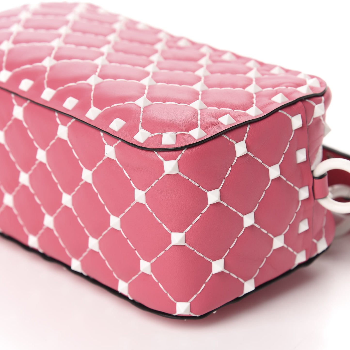 Lambskin Free Rockstud Spike Camera Bag Shadow Pink