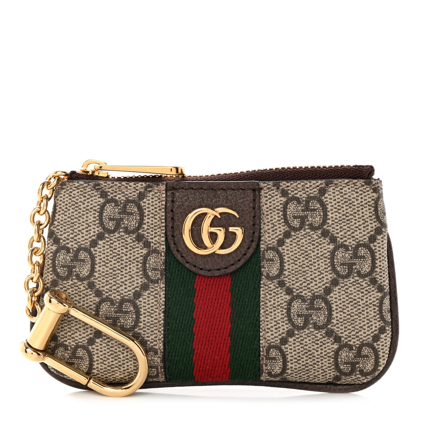 GG Supreme Monogram Web Ophidia Key Case Beige New Acero