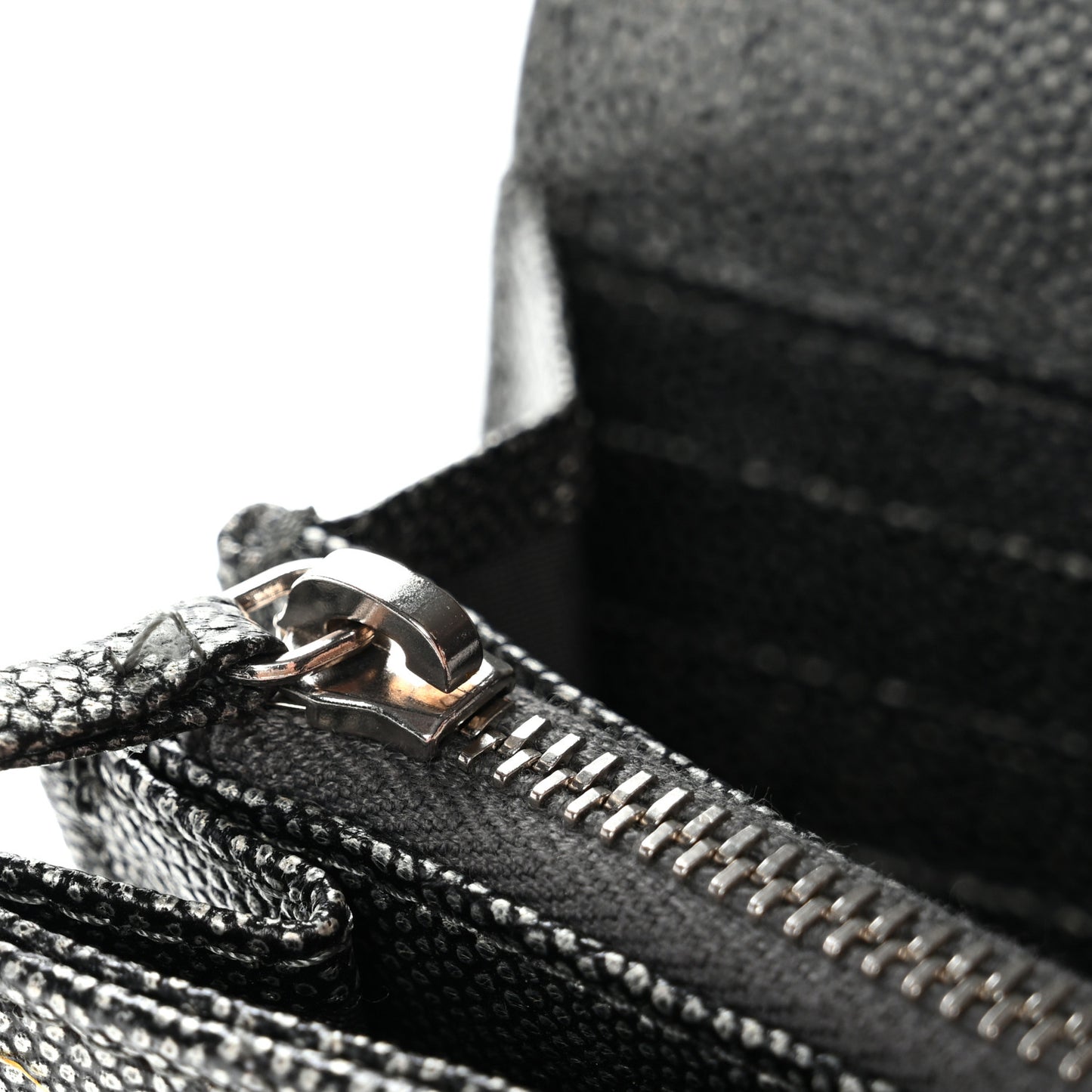 Metallic Caviar Quilted Large Golden Class Gusset Flap Wallet Dark Grey