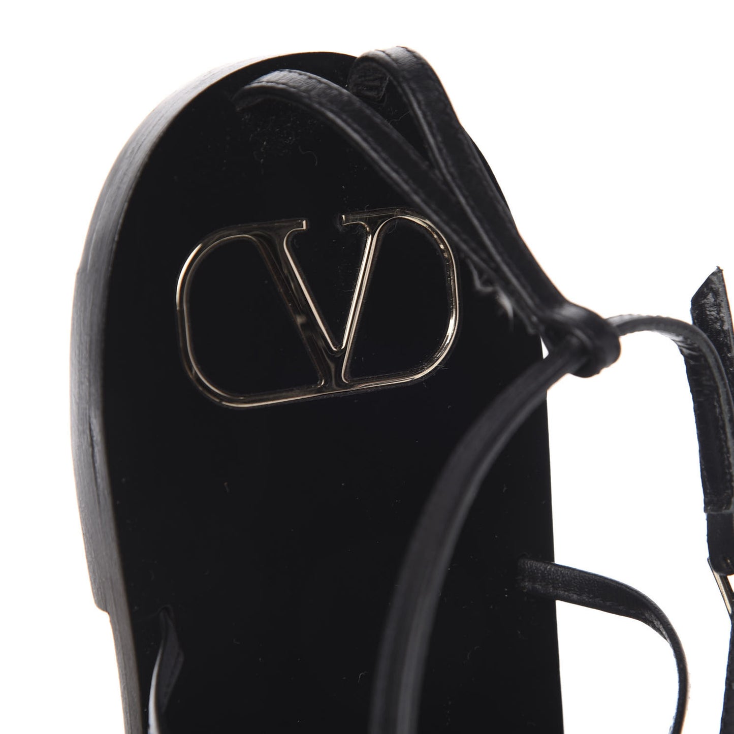 Calfskin Nude Rockstud T Strap Flat Thong Sandals 39 Black