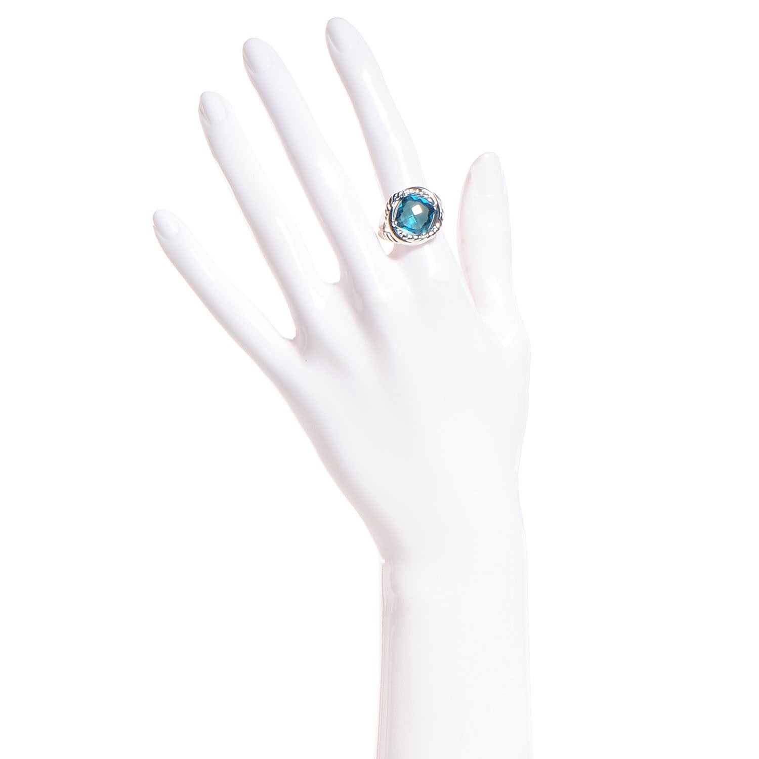 David Yurman Sterling Silver Blue Topaz 11mm Infinity Ring 54 7 2 of 5