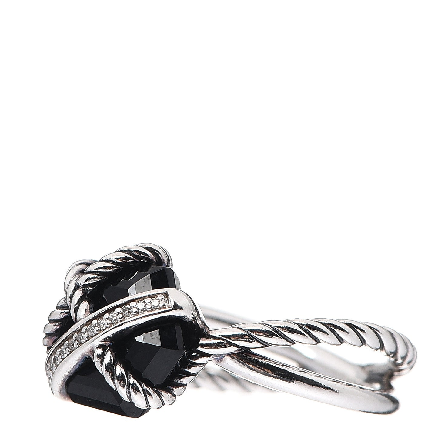 Sterling Silver Diamond Black Onyx 10mm Cable Wrap Ring 52 6