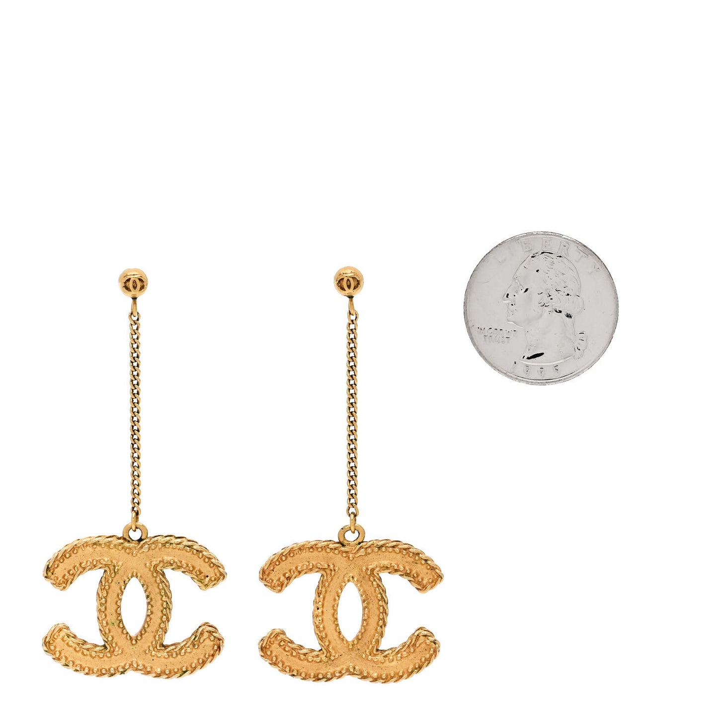 CC Drop Earrings Matte Gold
