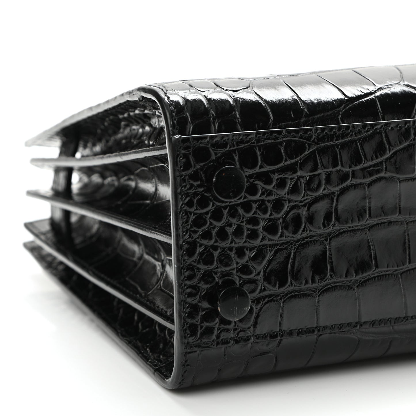 Calfskin Crocodile Embossed Nano Sac De Jour Black