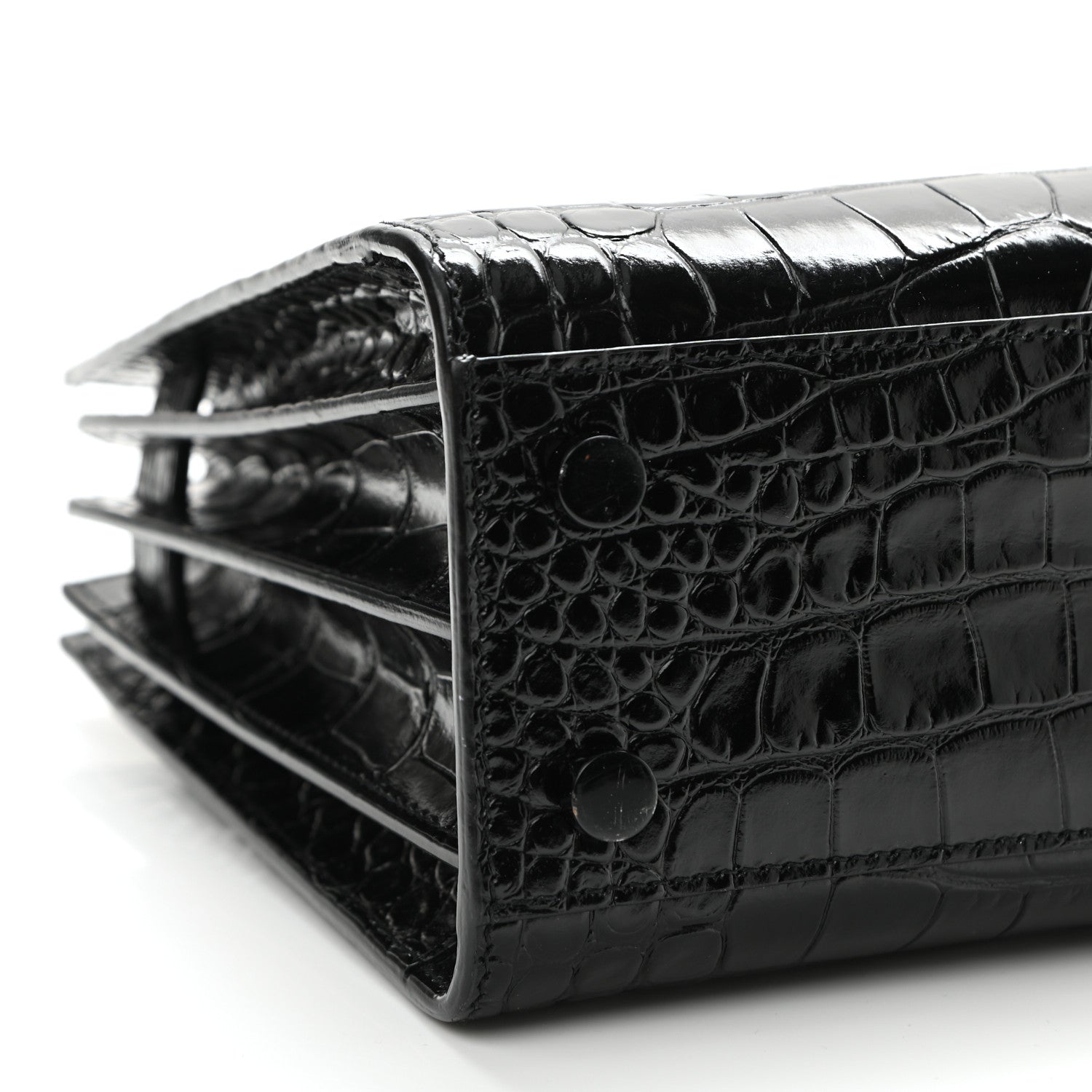 Saint Laurent Calfskin Crocodile Embossed Nano Sac De Jour Black 8 of 9