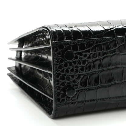 Saint Laurent Calfskin Crocodile Embossed Nano Sac De Jour Black 8 of 9