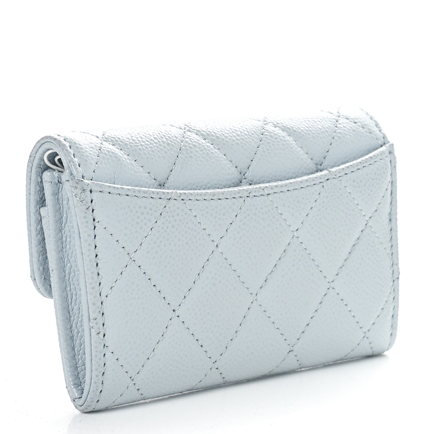 Chanel Caviar Quilted Flap Card Holder Wallet Light Blue 2 of 11