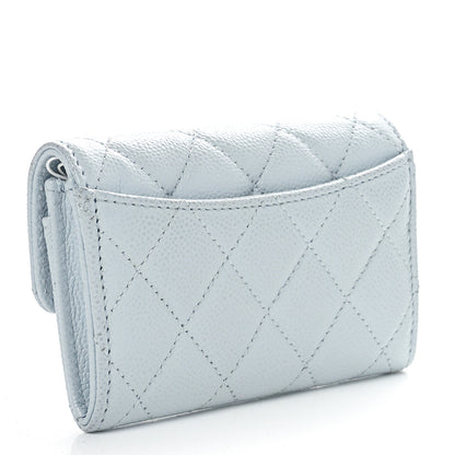 Chanel Caviar Quilted Flap Card Holder Wallet Light Blue 2 of 11