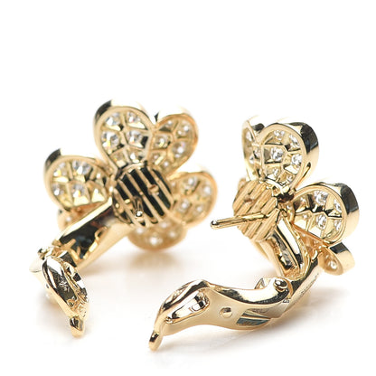 Van Cleef & Arpels 18K Yellow Gold Diamond Small Frivole Pave Earrings 3 of 6