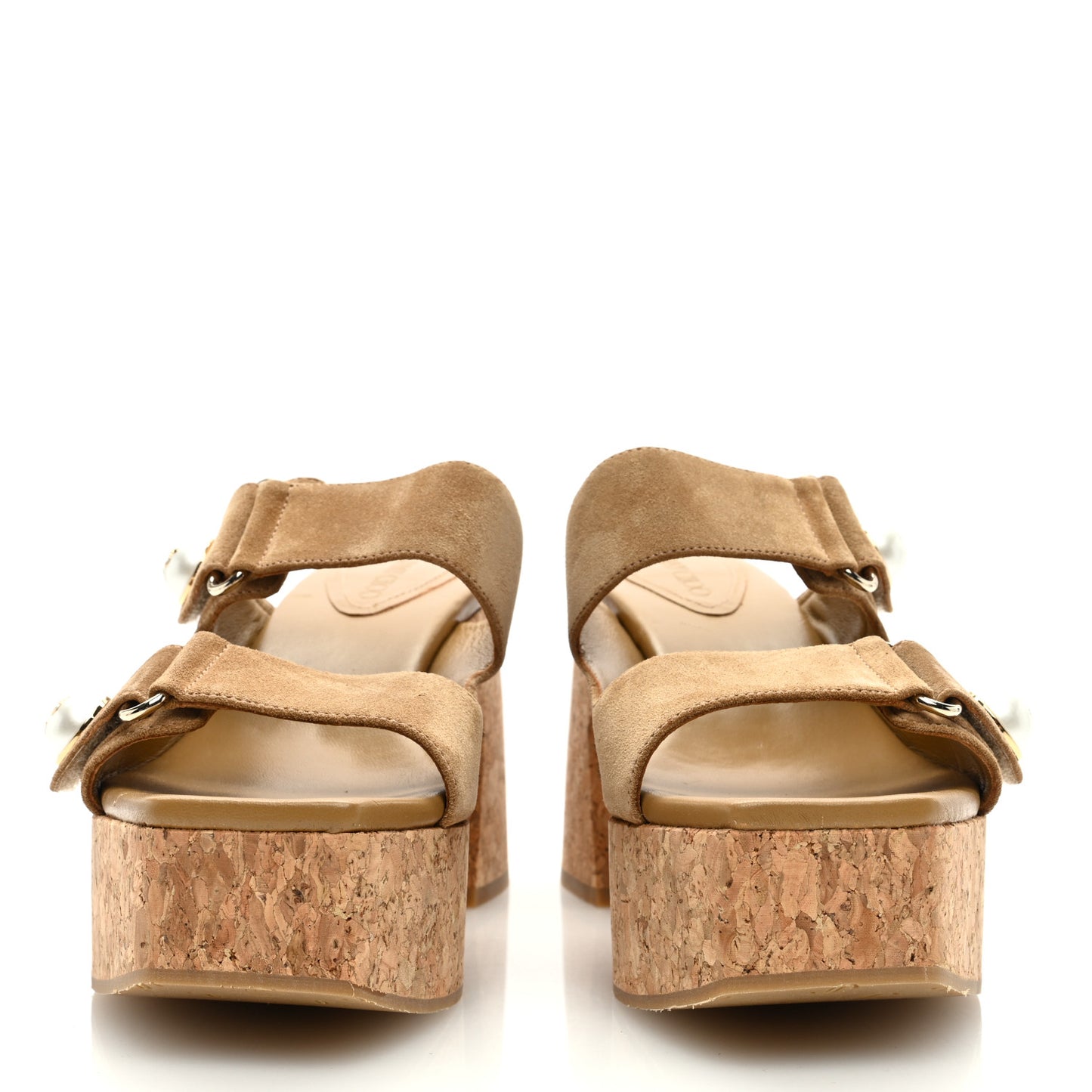 Rattan Velvet Suede Fayence Wedge 95 Sandals 39.5 Brown