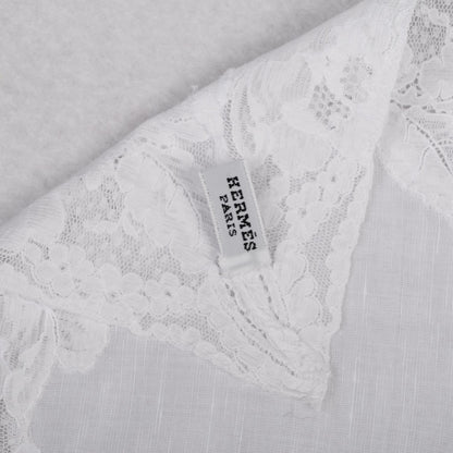 Hermes Cotton Lace Handkerchief Scarf White 3 of 4