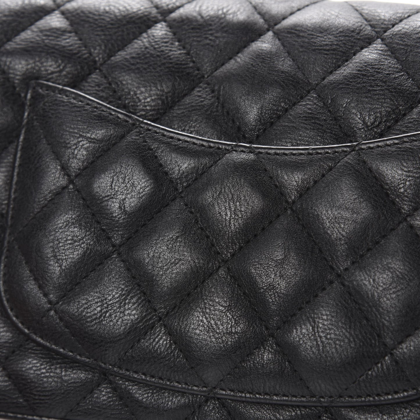 Crumpled Calfskin Quilted Mini Rectangular Flap So Black