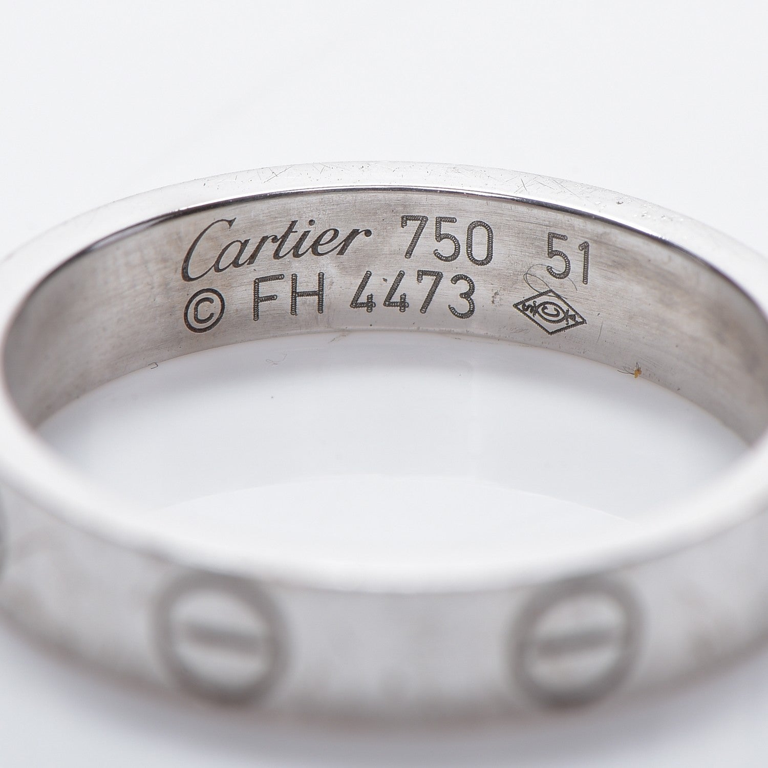 Cartier 18K White Gold 4mm LOVE Wedding Band Ring 51 5.75 3 of 8