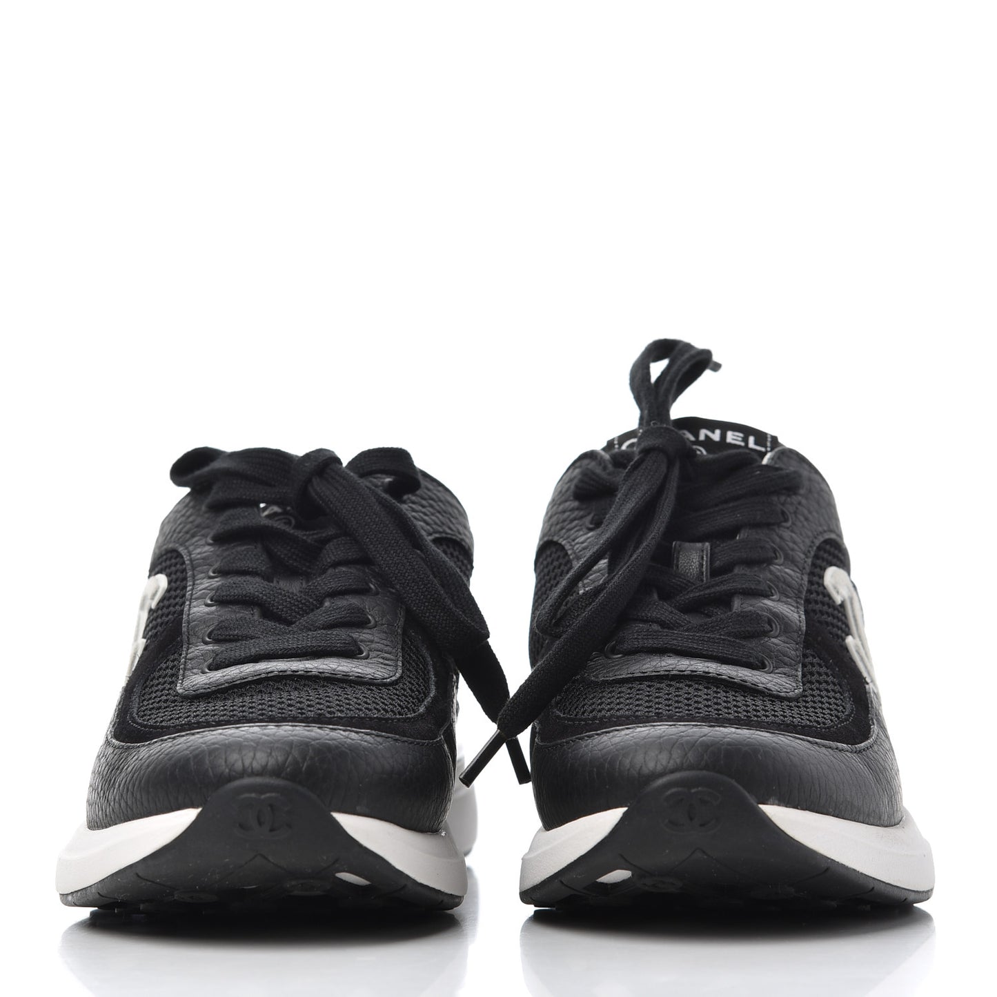 Calfskin Mesh Lycra Suede Womens Logo Sneakers 36.5 Black