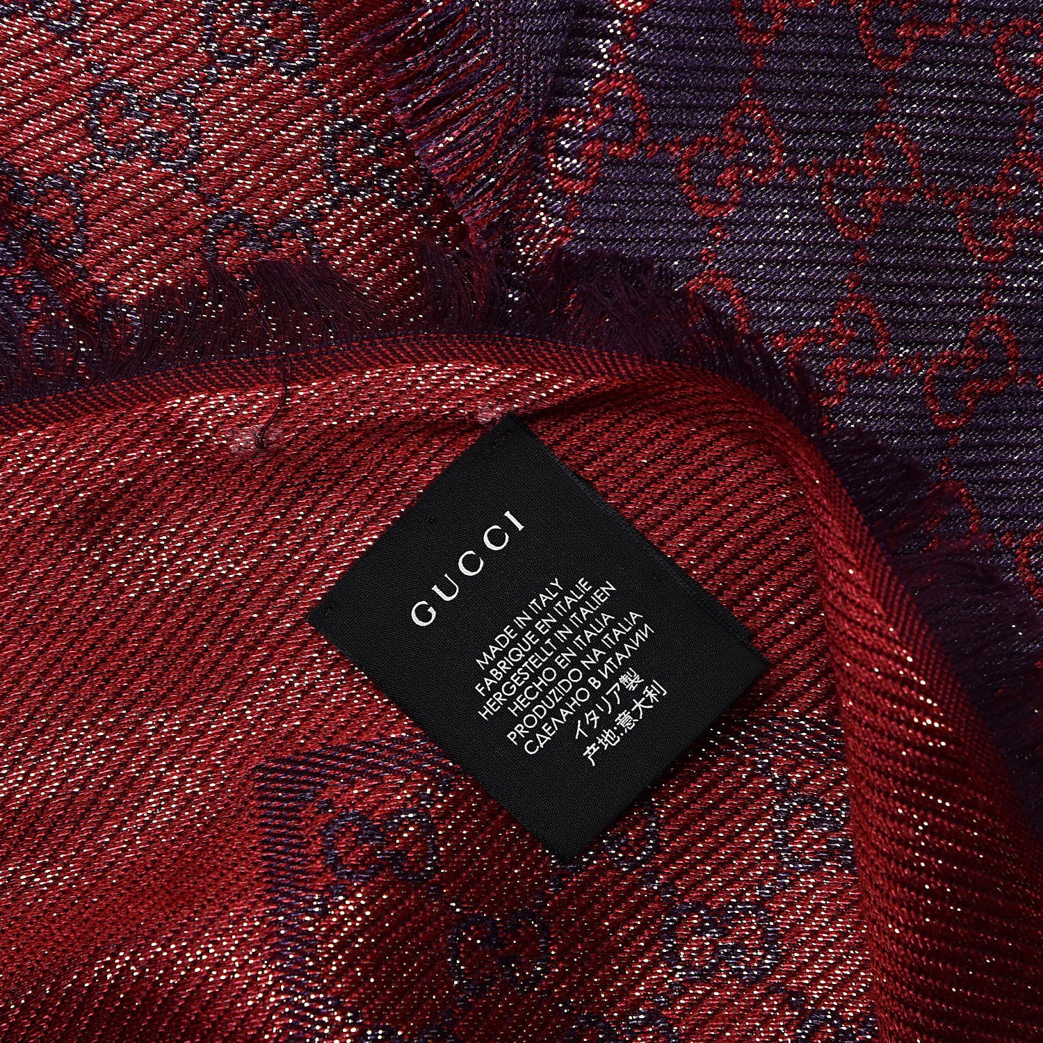 Gucci Viscose Cotton Shiny GG Jacquard Shawl Parma Violet Red 5 of 7
