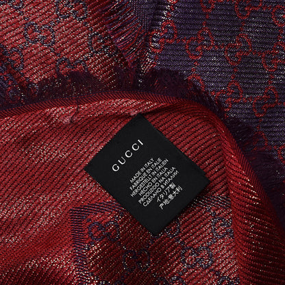 Gucci Viscose Cotton Shiny GG Jacquard Shawl Parma Violet Red 5 of 7