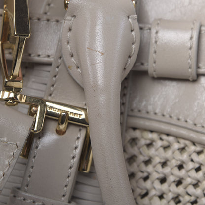 Burberry Calfskin Raffia Shoulder Bag Light Beige 9 of 14