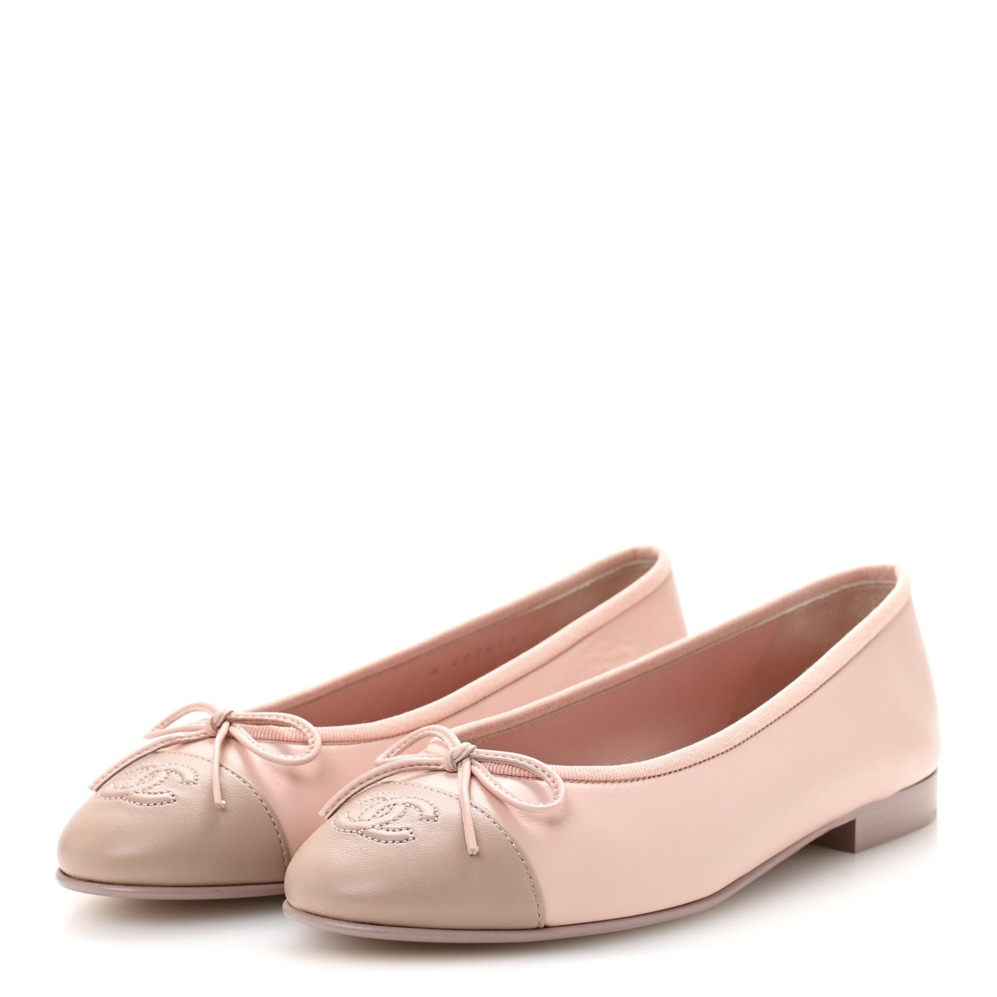 Lambskin Cap Toe CC Ballerina Flats 37 Light Pink Dark Pink