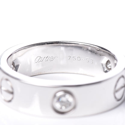 Cartier 18K White Gold 3 Diamond 5.5mm LOVE Ring 53 6.5 4 of 5