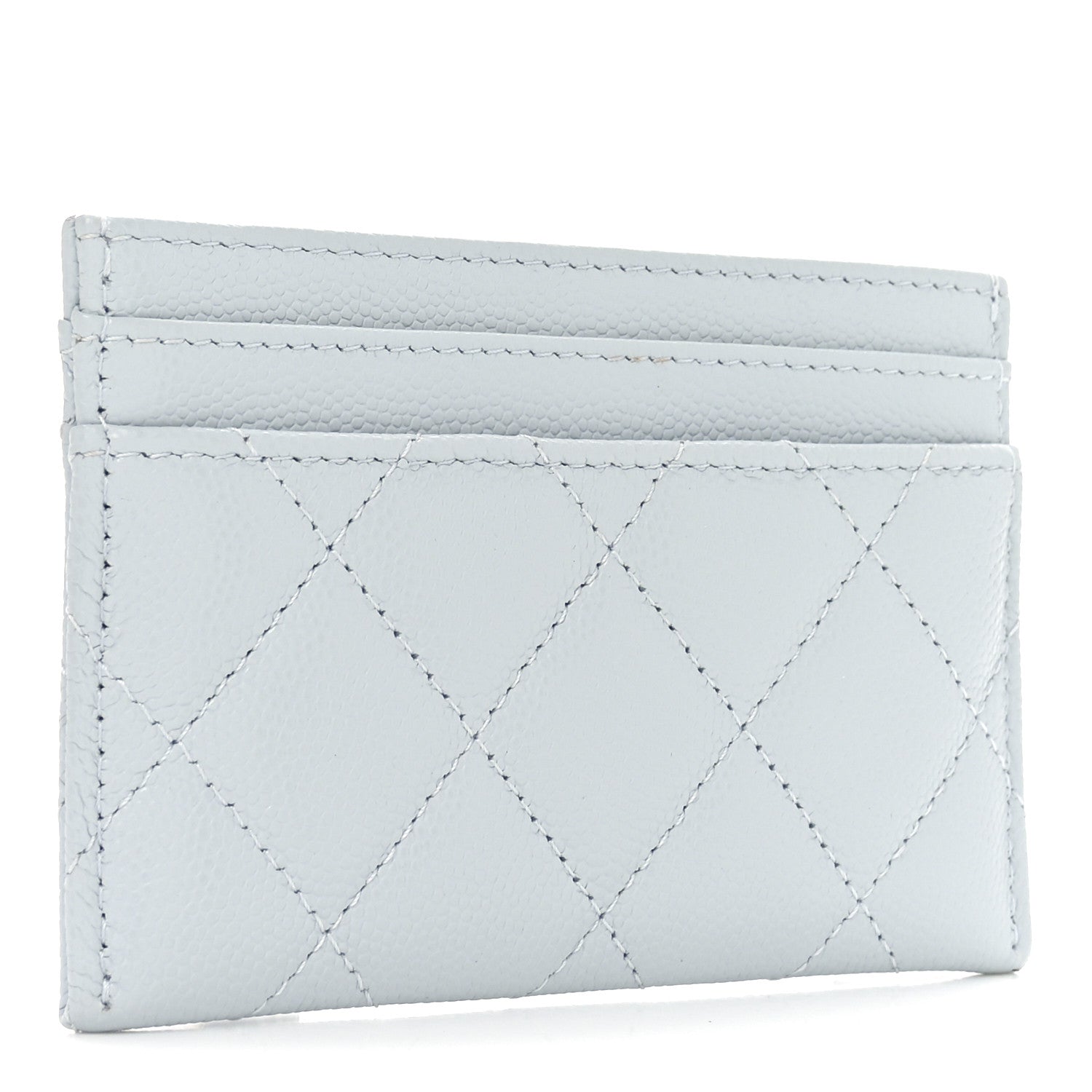 Chanel Caviar Quilted Crystal CC Card Holder Light Blue 3 of 8