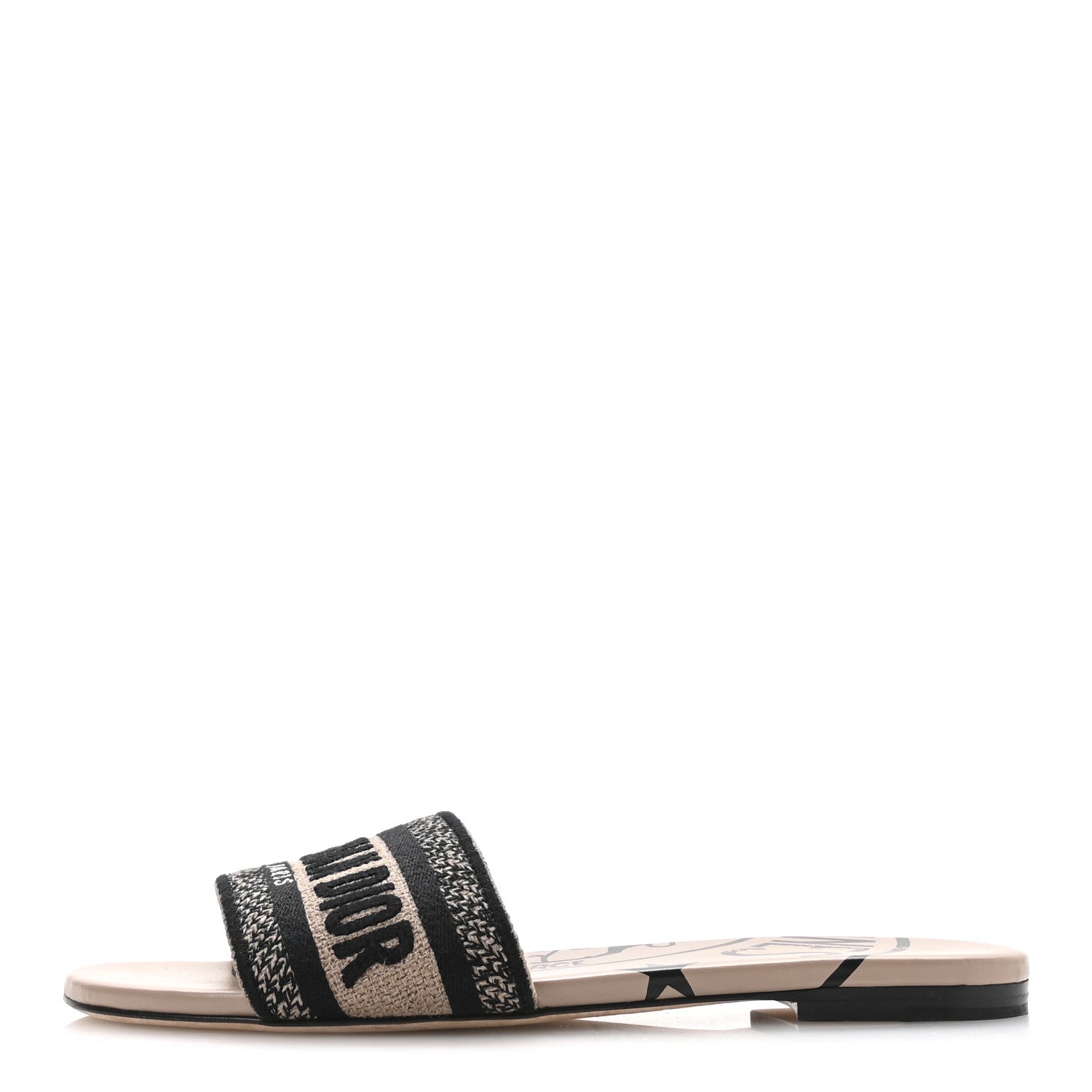 Christian Dior Canvas Union Embroidered Dway Flat Slide Sandals 38 Fard ...