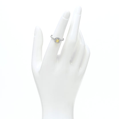 Tiffany Platinum 18K Yellow Gold Fancy Yellow Diamond .37ct Soleste Engagement Ring 50 5.5 2 of 4