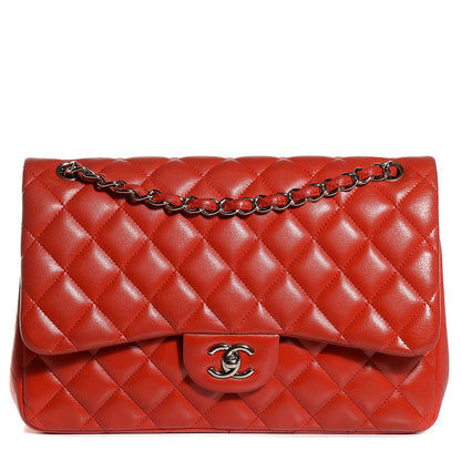 Chanel Lambskin Quilted Jumbo Double Flap Red 1 of 9