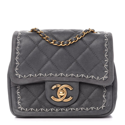 Chanel Iridescent Calfskin Stitch Mini Square Flap Grey 1 of 11