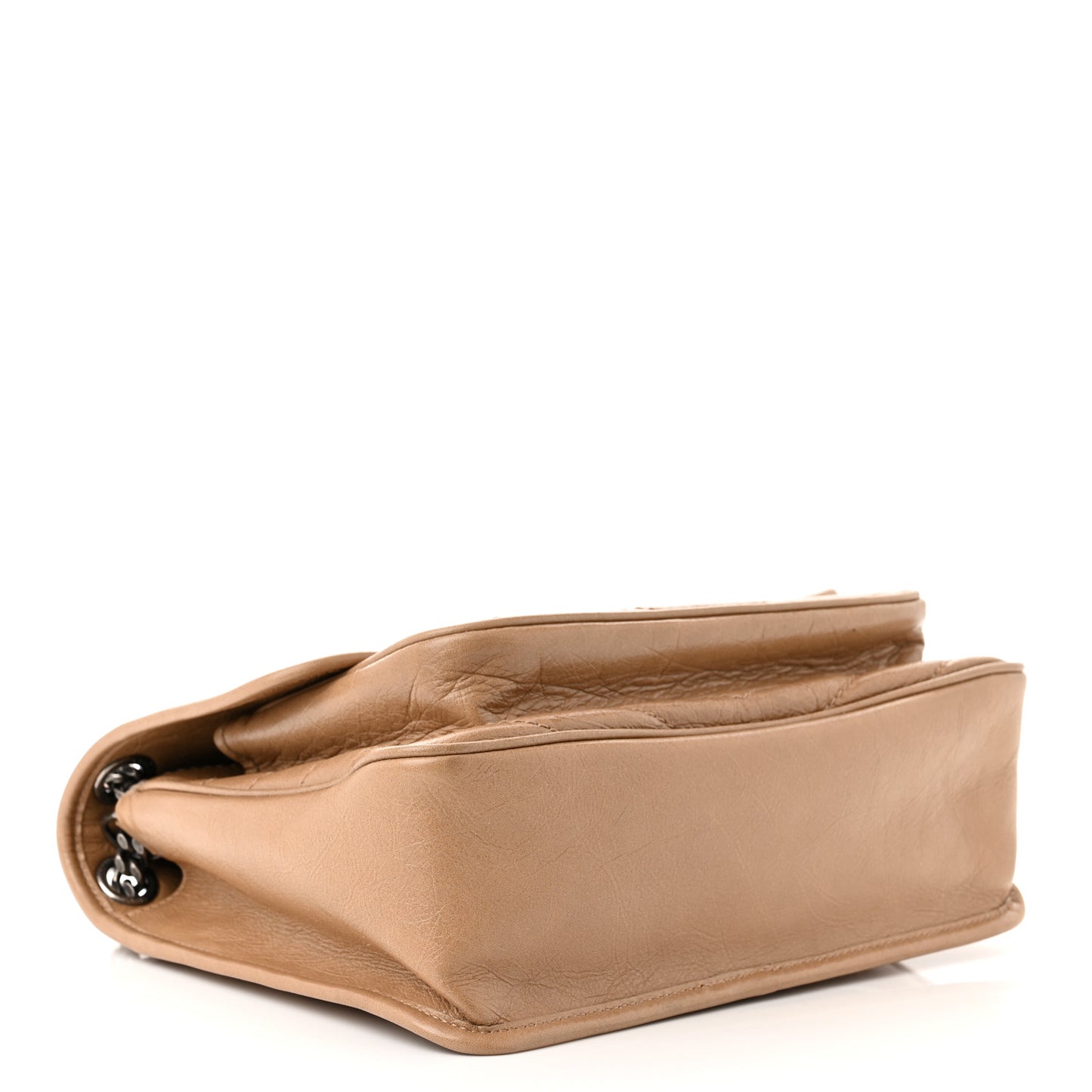 Crinkled Calfskin Matelasse Monogram Medium Niki Chain Satchel Dark Toffee