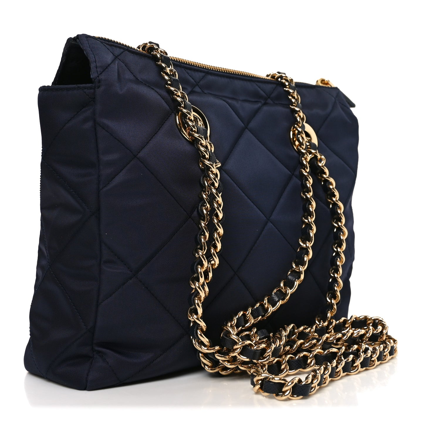 Re-Nylon Saffiano Stitched Re-Edition 1995 Chaine Shoulder Bag Navy