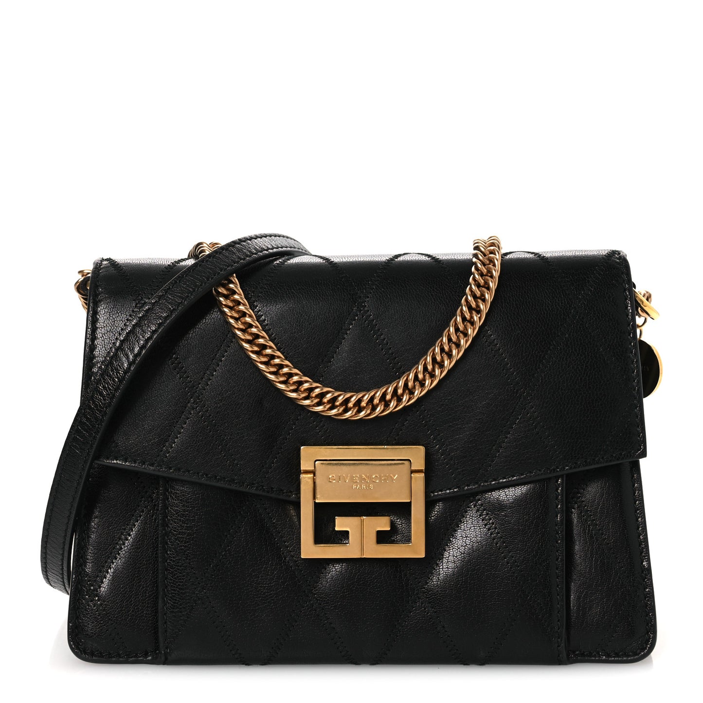 Goatskin Quilted Small GV3 Shoulder Bag Black