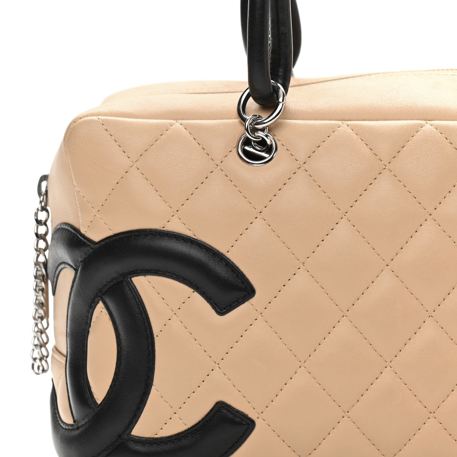 Chanel Calfskin Quilted Large Cambon Bowler Beige Black 8 of 11