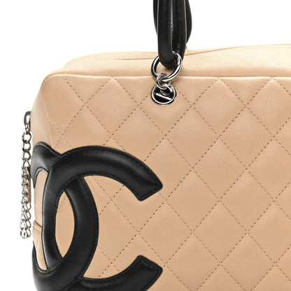 Chanel Calfskin Quilted Large Cambon Bowler Beige Black 8 of 11