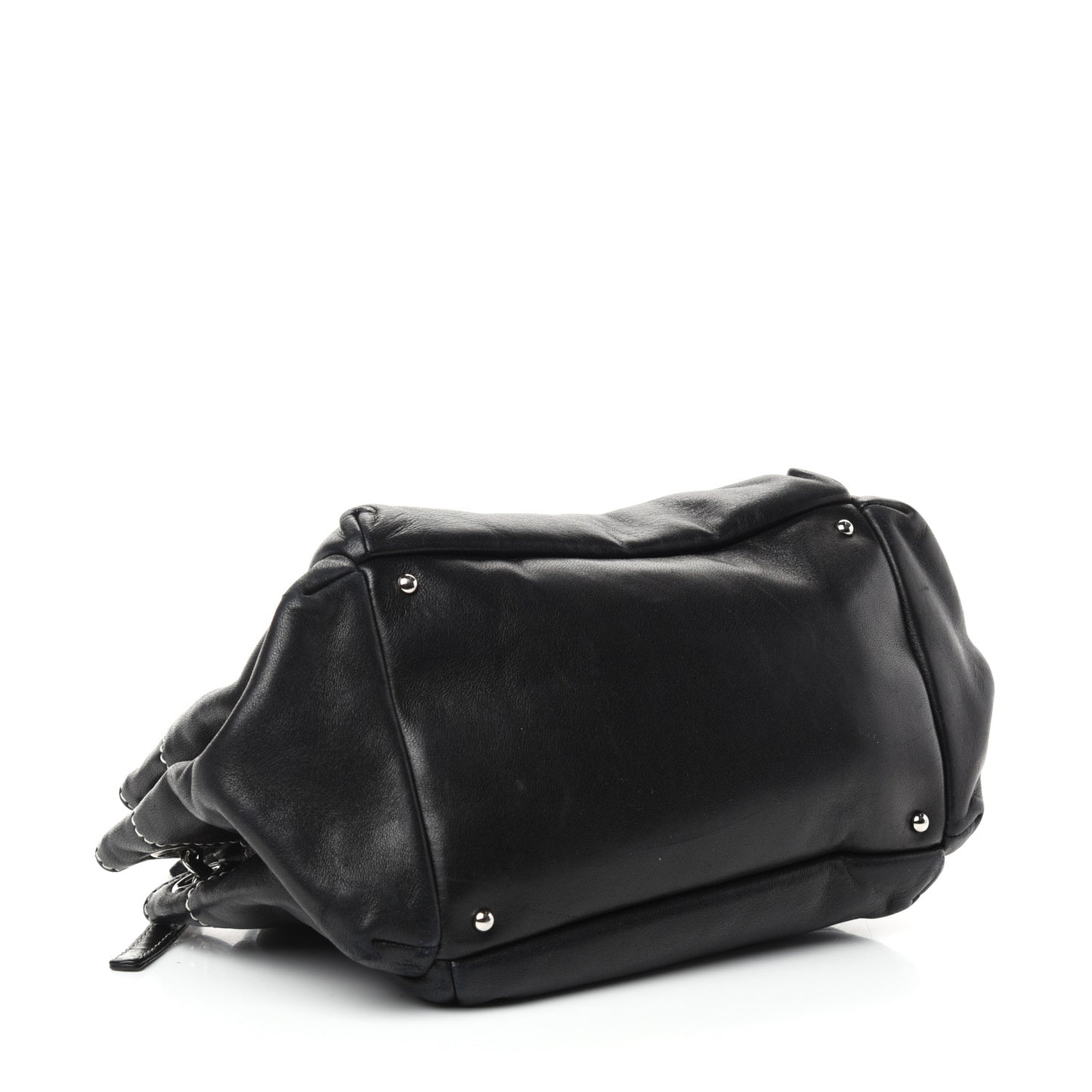 Lambskin Lax Accordion Hobo Black