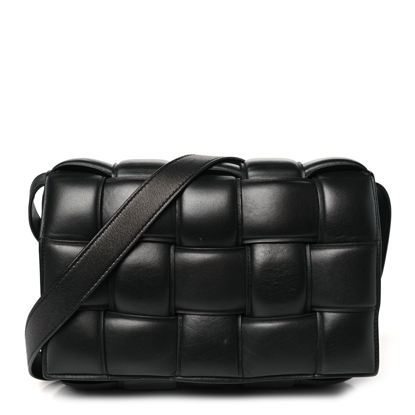 Nappa Maxi Intreccio Padded Cassette Crossbody Bag Black