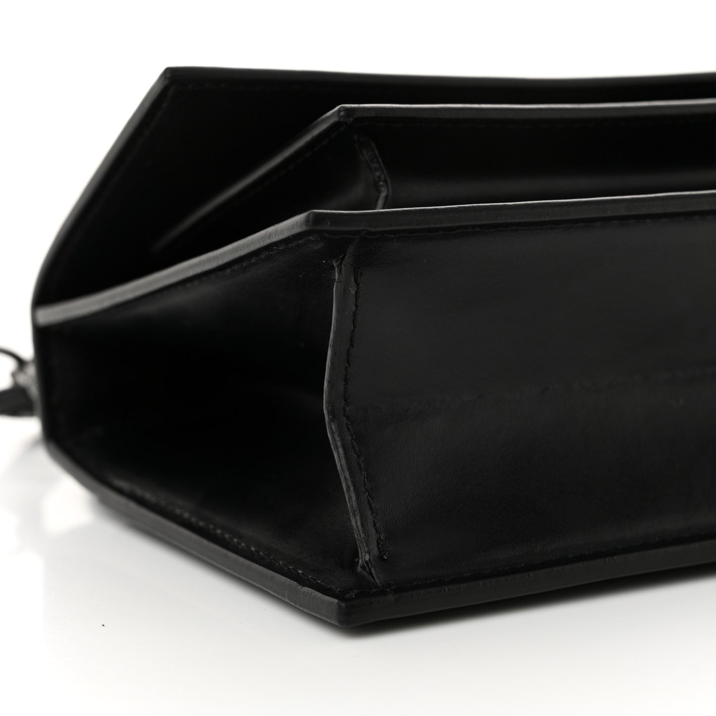 Box Calfskin Monochrome XS Sharp Top Handle Bag Black
