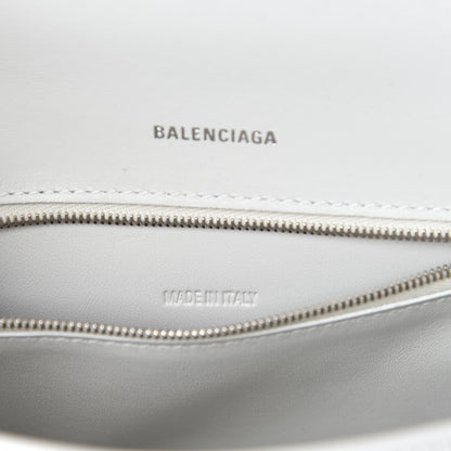 Balenciaga Shiny Box Calfskin Tonal B Small Hourglass Top Handle Bag White 9 of 11
