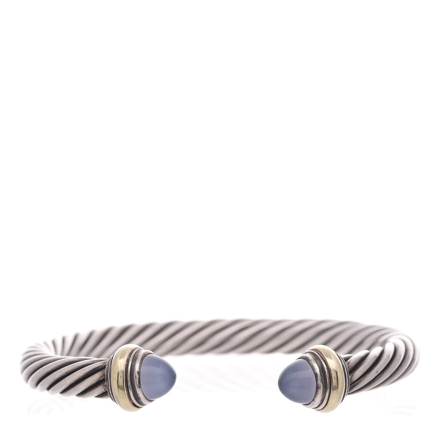 Sterling Silver 14K Yellow Gold Chalcedony 7mm Cable Classics Bracelet