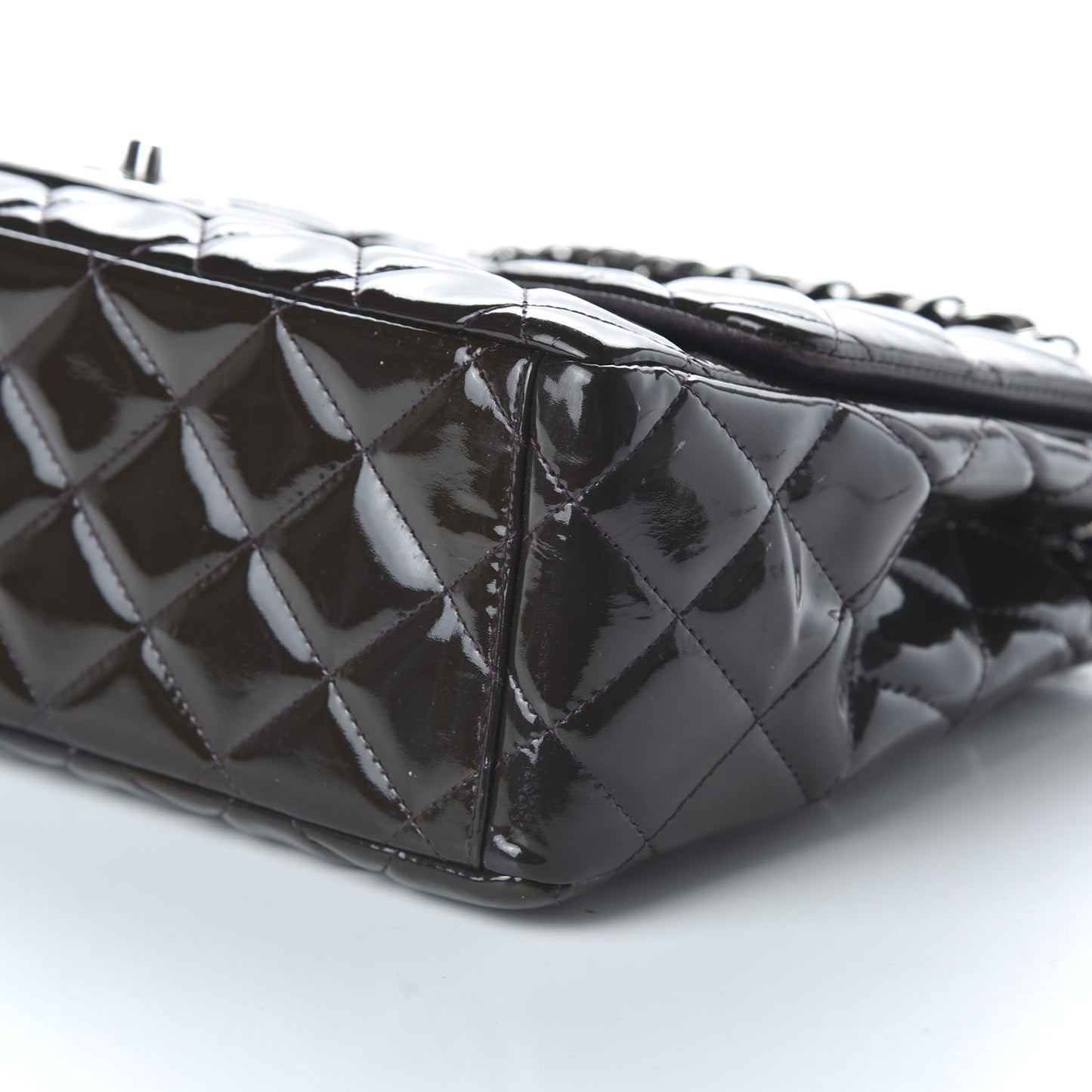 Patent Quilted Maxi Single Flap Dark Purple