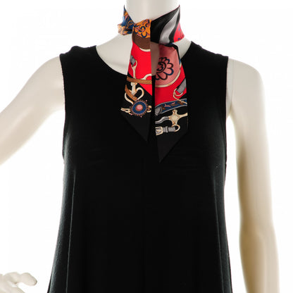Hermes Silk Festival des Amazones Twilly Noir Rouge Bleu 2 of 5