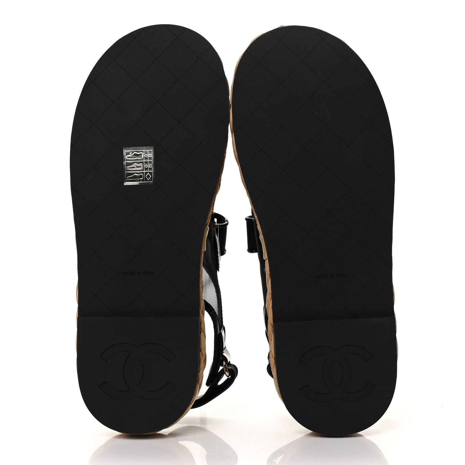 Chanel Mesh Patent Calfskin Velcro Dad Sandals 38.5 Black 5 of 9