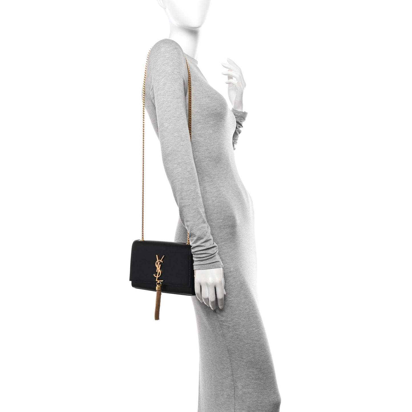 Grain De Poudre Small Classic Monogram Kate Tassel Satchel Black