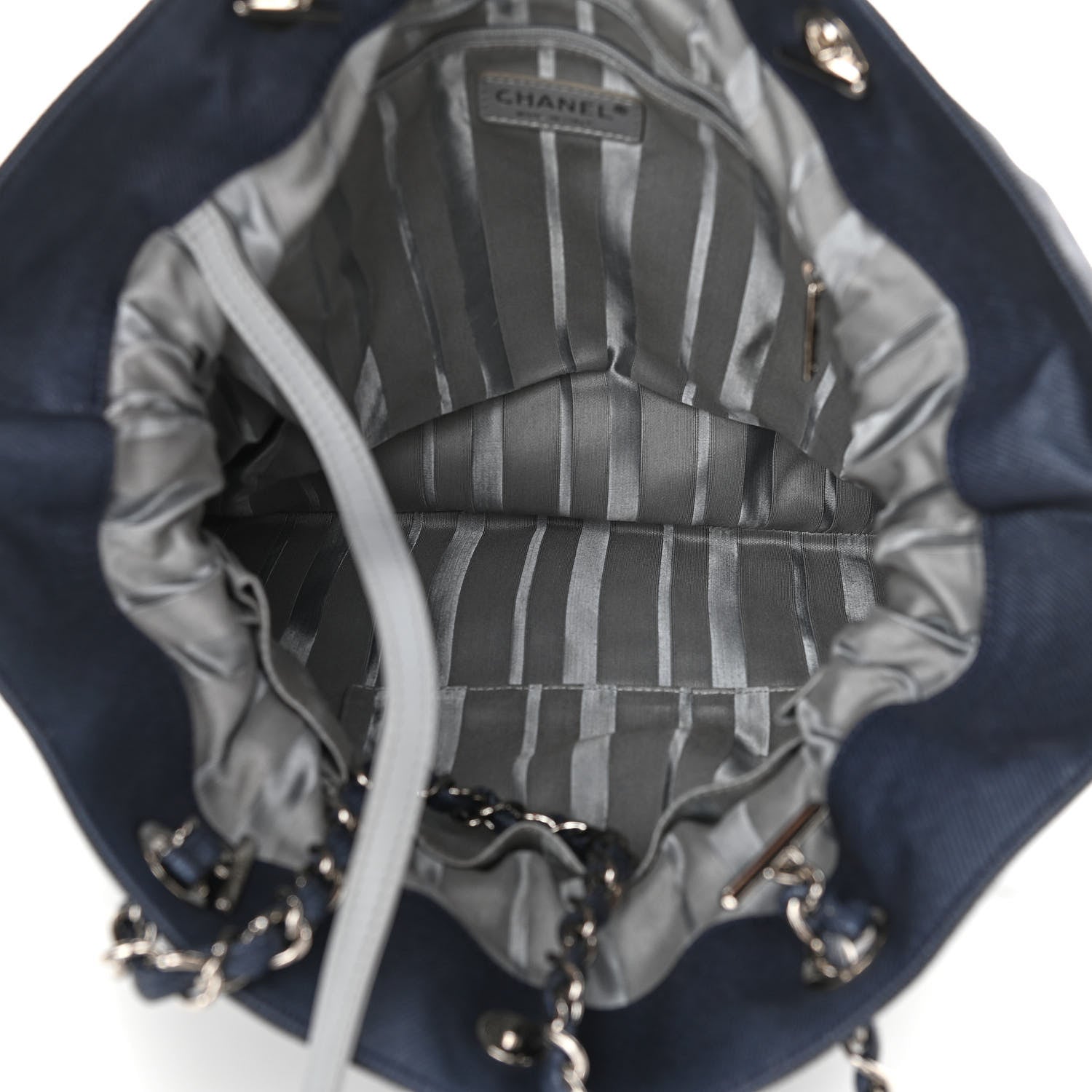 Chanel Denim Small CC Discus Tote Blue 5 of 10